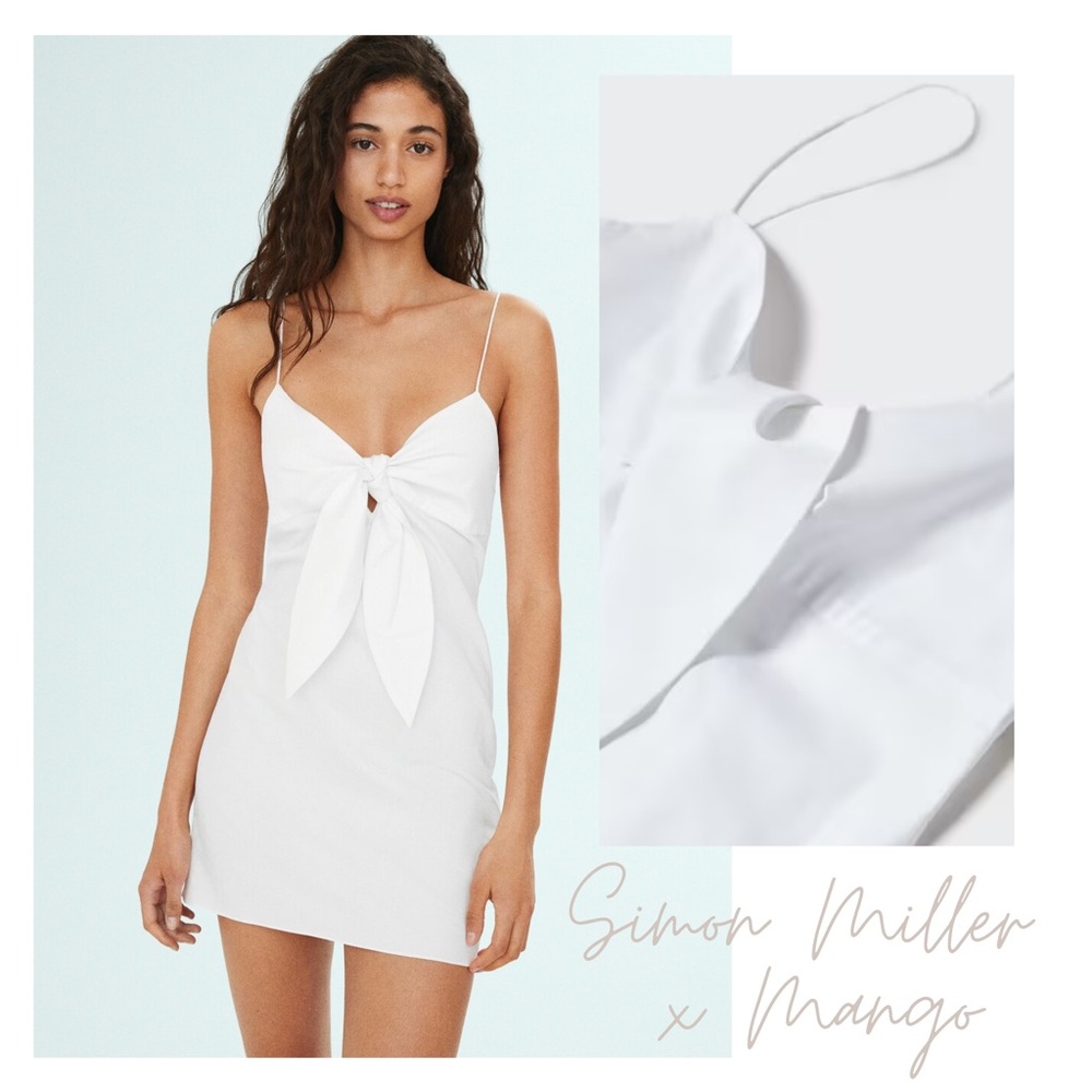Simon Miller x Mango White Strappy Dress with Knot Detail